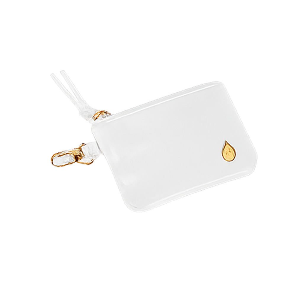 Clear HydroBag® Stadium with White Vegan Leather Trim and Matching RFID Pouch