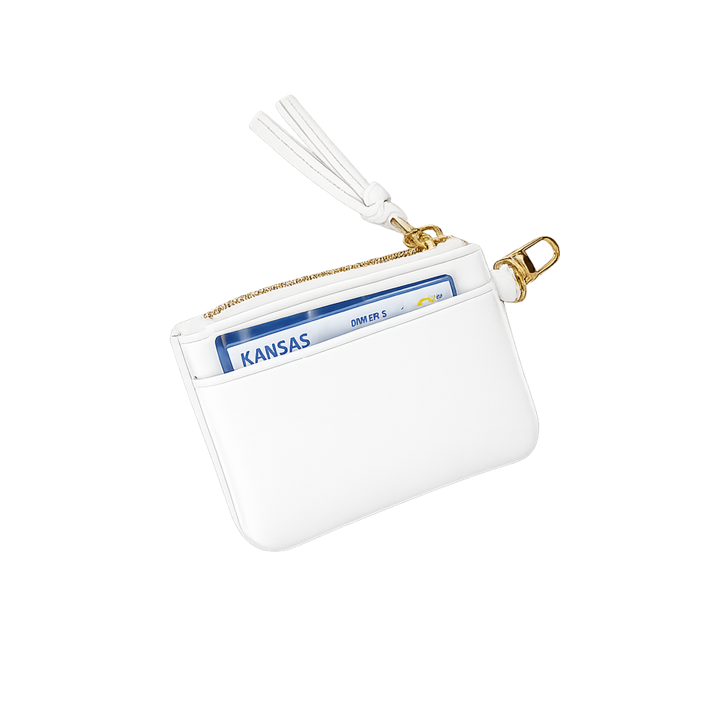 Clear HydroBag® Stadium with White Vegan Leather Trim and Matching RFID Pouch