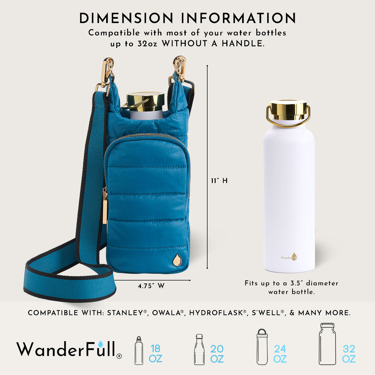 Teal HydroBag® with Teal and Black Striped Strap