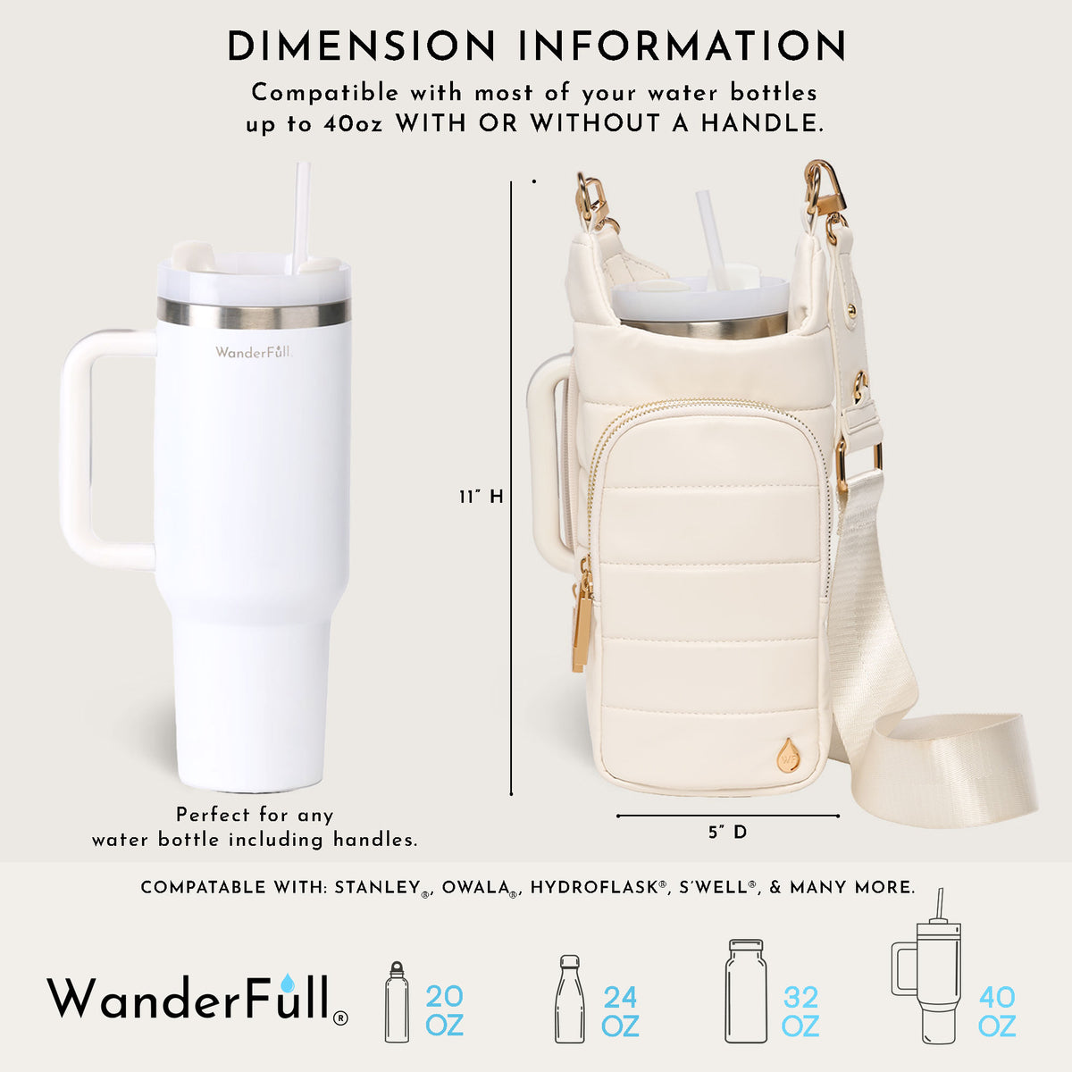 HydroBag® HANDLE®- Ivory Vegan Leather with Strap Bundle
