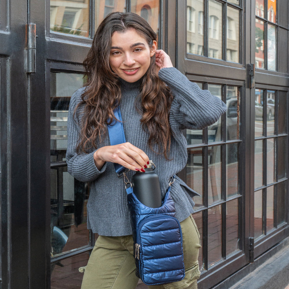 Navy Blue Shiny HydroBag® with Matching Solid Navy Strap