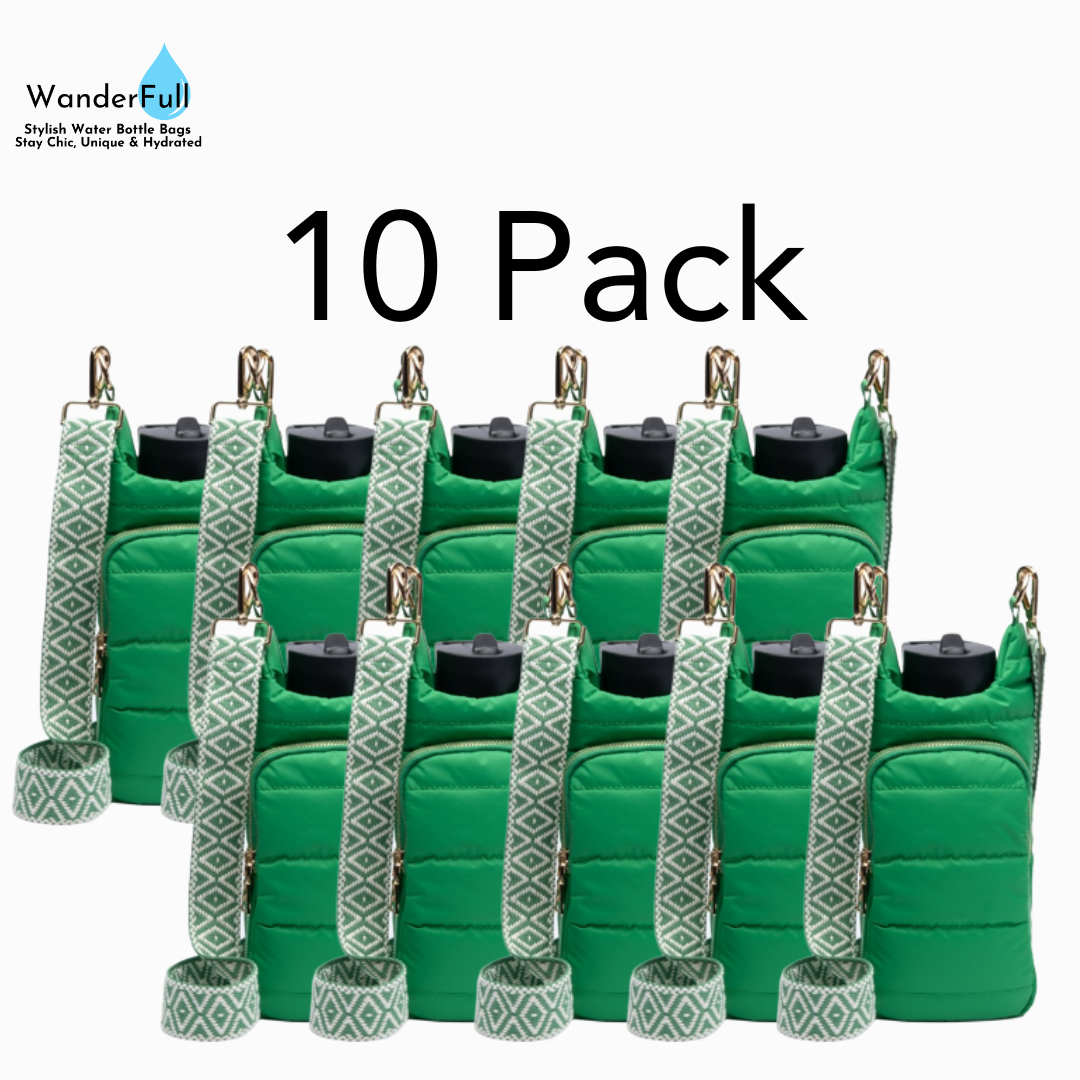 Wholesale Packs (2, 6, or 10) - Kelly Green Matte HydroBag with Green/Cream Strap