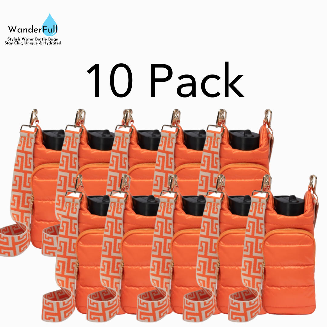 Wholesale Packs (2, 6, or 10) - Clementine Orange Matte HydroBag with Cream/Orange Strap