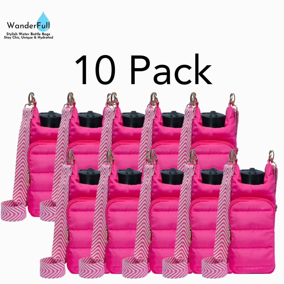 Wholesale Packs (4 or 10) - Dark Pink HydroBag with Cream/Pink Strap