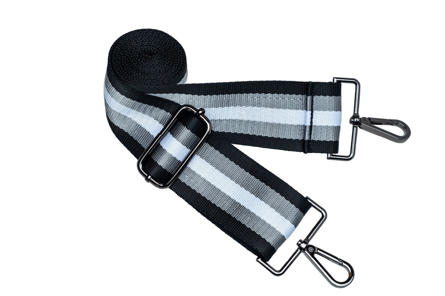 Wholesale - Gray, Black, and White Striped interchangeable strap with gunmetal hardware