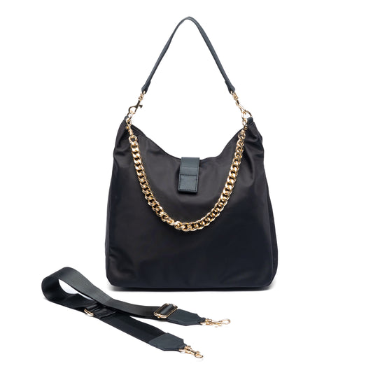 Black HydroHobo Bag with Gold Hardware