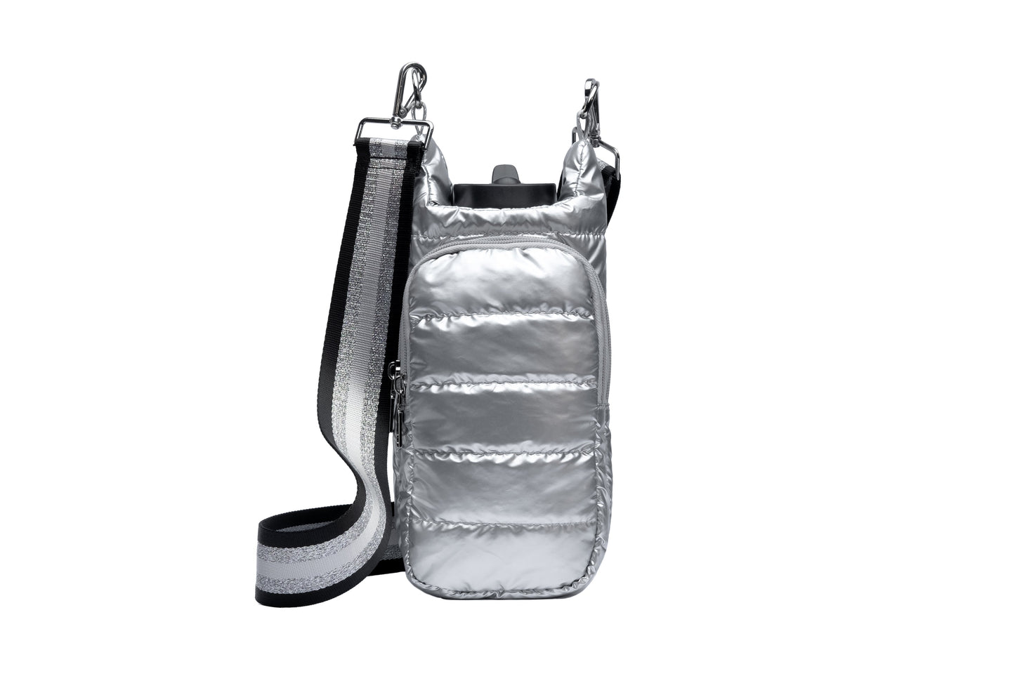 Wholesale - Silver Shiny HydroBag with Black/Silver/White Strap