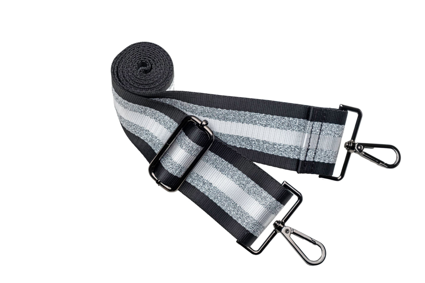 Wholesale - Silver and White Striped interchangeable strap with gunmetal hardware