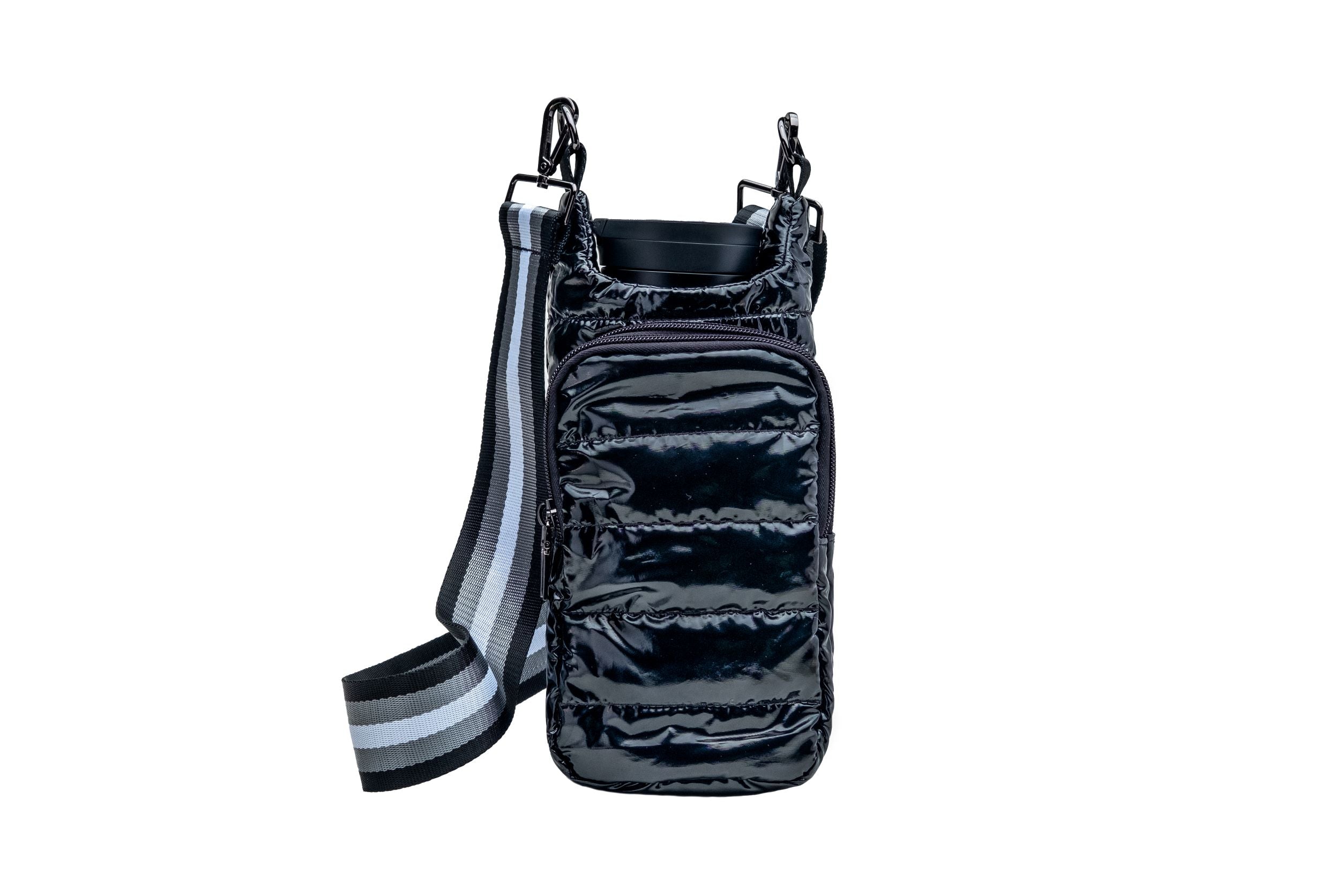 Wholesale - Black Glossy HydroBag with Gray/Black/White Strap